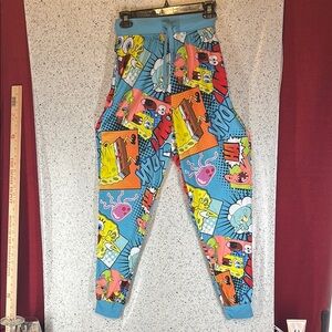 SpongeBob Comic Jogger Pants – Colorful Pop Art Cartoon Lounge Pants Unisex S